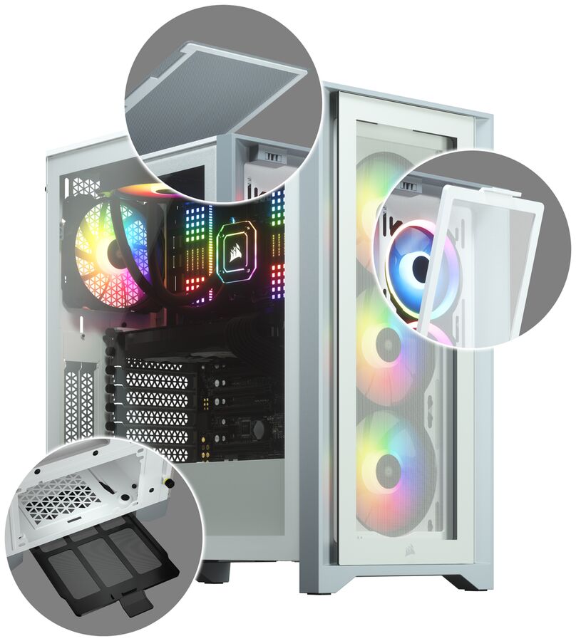 Corsair iCUE 4000X RGB - Tempered Glass, Mid Tower Case - White