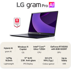 LG gram Pro - 17Z90TR-E.AD88A1 - Black - Product Image 1