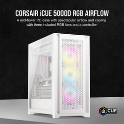 Corsair iCUE 5000D RGB AIRFLOW - w/ 3x AF120 - White - Product Image 1