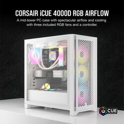 Corsair iCUE 4000D RGB AIRFLOW - w/ 3x AF120 - White - Product Image 1