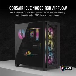 Corsair iCUE 4000D RGB AIRFLOW - w/ 3x AF120 - Black - Product Image 1