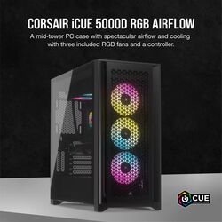 Corsair iCUE 5000D RGB AIRFLOW - w/ 3x AF120 - Black - Product Image 1